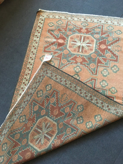 3.4 x 5.7 feet handmade natural wool rug, turkish anatolian vintage kitchen rug