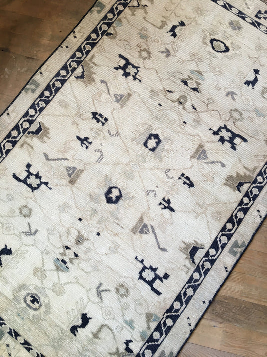 3x5 feet natural color oushak turkish rug, vintage living room rug, large kitchen floor rug, bedroom wool area rug, hand made hallway rugs