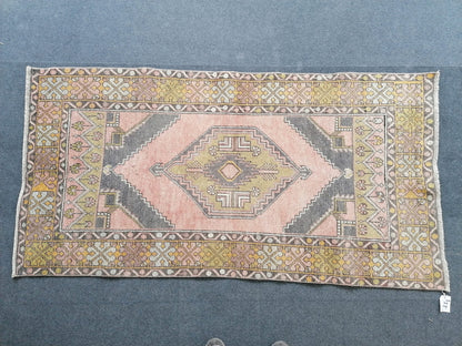 3 x 5.10 Turkish pastel rug, faded vintage rug, oushak rug unique handmade rug