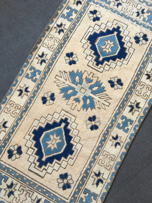 2.6 x 5 wool rug, muted handmade living room rug, oushak rug