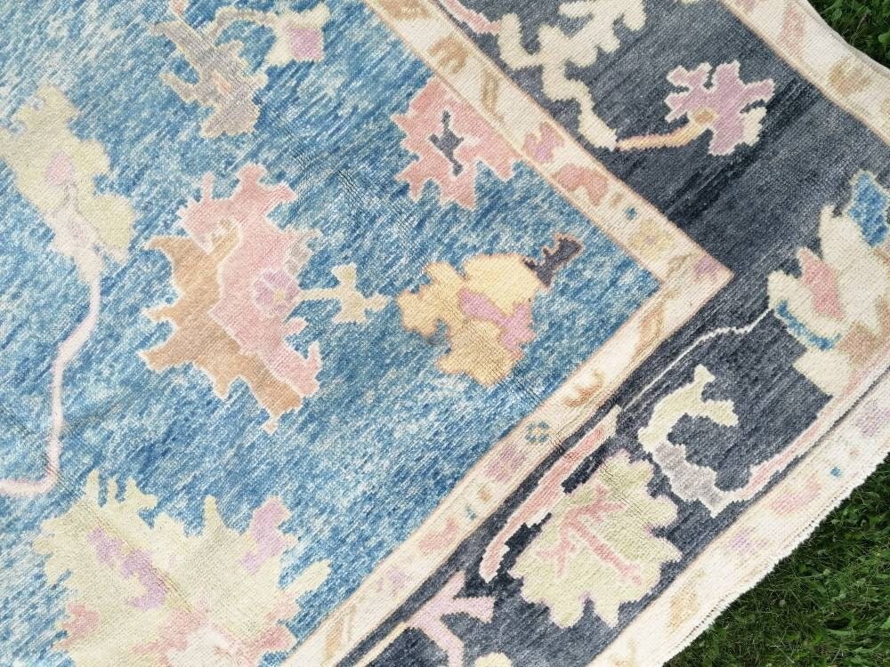 8.7 x 9.3  vintage Oushak rug, turkish rug, living room rug, handmade wool anatolian rug