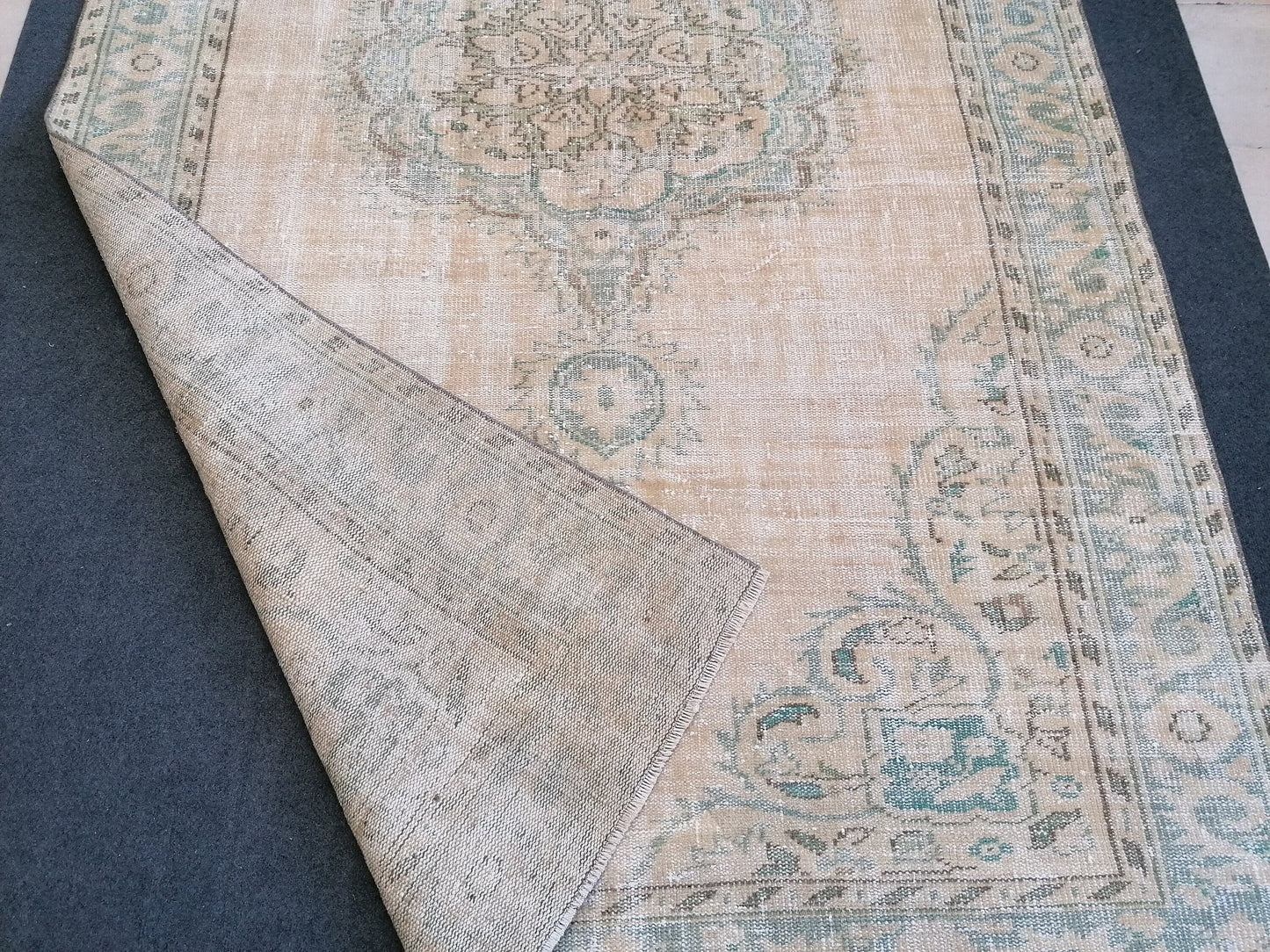 6x10 large vintage rug, rustic oushak rug, distressed turkish handmade