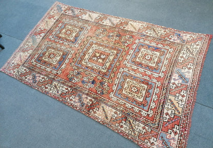 4.4 x 7.5 handmade wool rug, turkish oushak rug, vintage area rug,