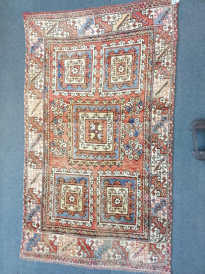 4.4 x 7.5 handmade wool rug, turkish oushak rug, vintage area rug,