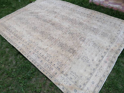 6.5 x 9.5 feet vintage area rug, large handmade rug, wool oushak