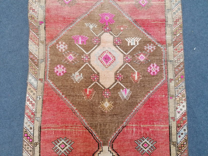 3.7 x 13 oushak runner rug, vintage runner, handmade runner, turkish rug,