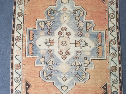 3.7 x 7 Oushak rug, turkish rug, wool rug vintage rug  handmade rug