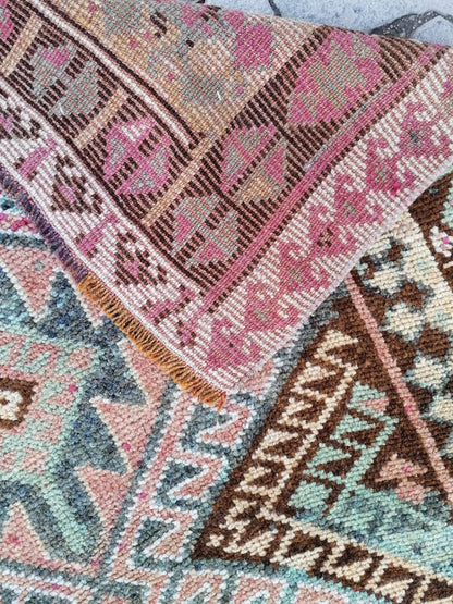 4.2 x 6.8 Vintage handmade wool rug, turkish oushak rug