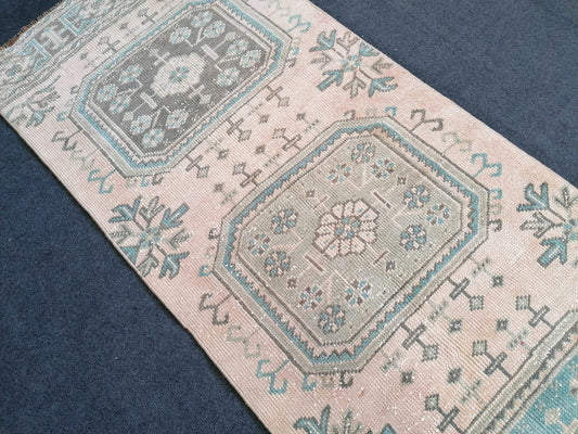 2.6 x 10.8 turkish runner rug, vintage oushak runner rug ,kitchen runner rug, hallway runner rug
