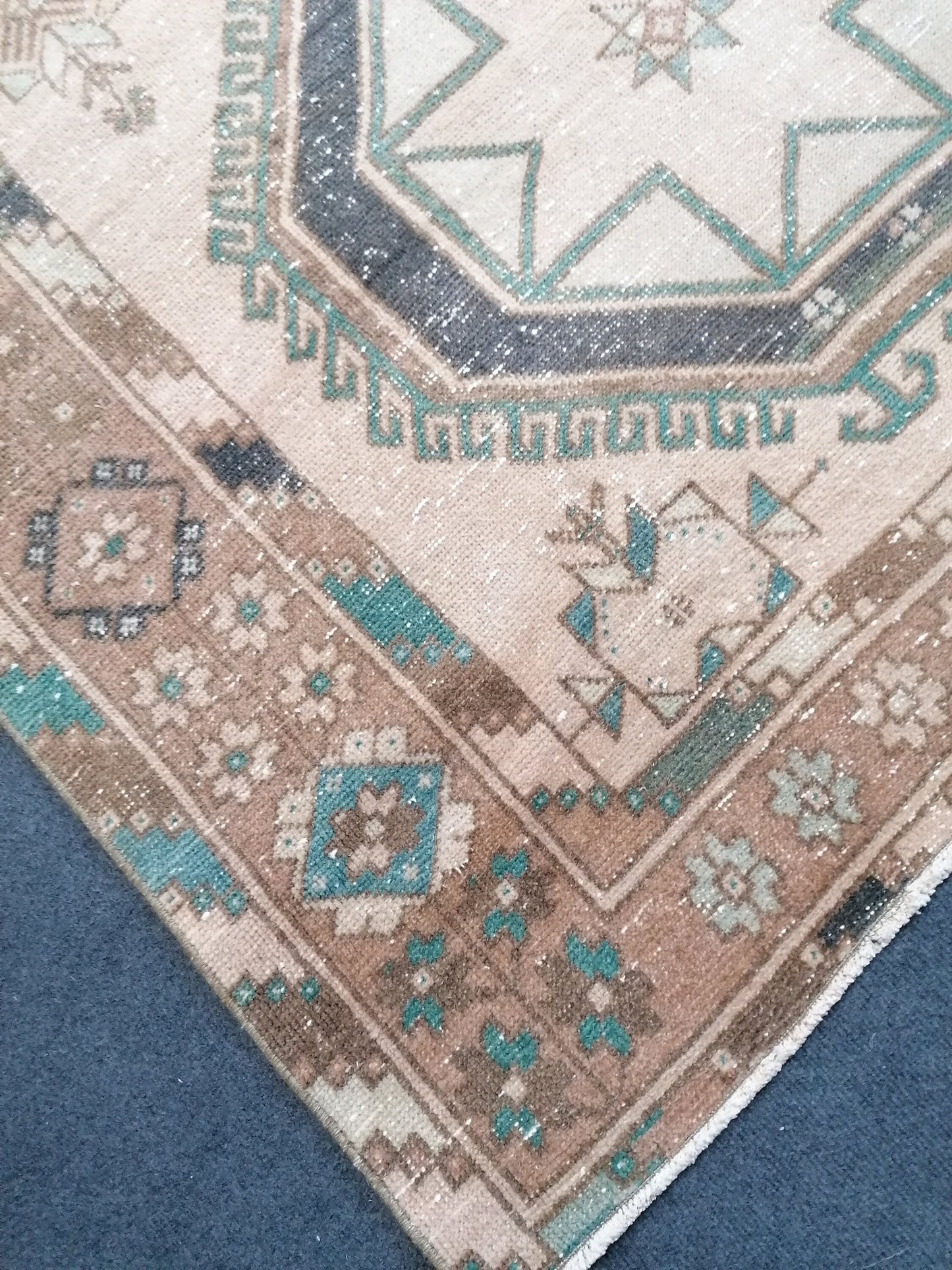 4.8 x 12.7 oushak turkish runner rug, vintage turkish runner rug, oushak vintage rug,