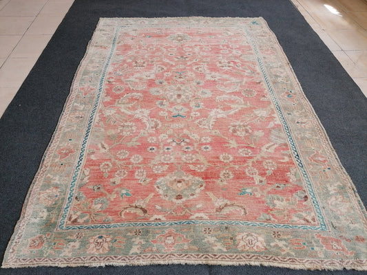 Anatolian turkish rug 4.7 x 6.8 turkish vintage rug, pink color rug,