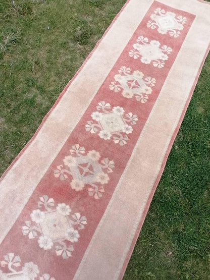 Hallway wool runner 2.5 x 8.9 turkish runner rug, vintage handmade runner rug, kitchen runner