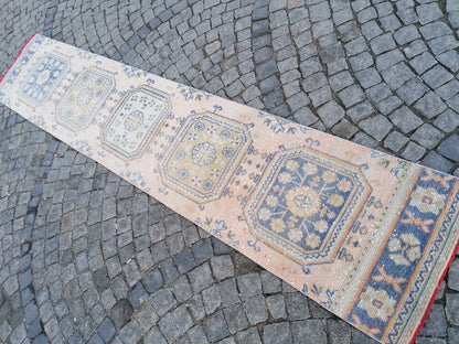 2.3 x 11.8 oushak turkish runner rug,turkish wool runner rug,hallway runner,