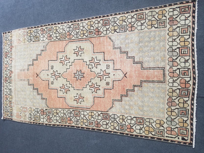3.6 x 6.6 Pastel turkish rug, vintage area rug, oushak rug, wool rug,  handmade rug