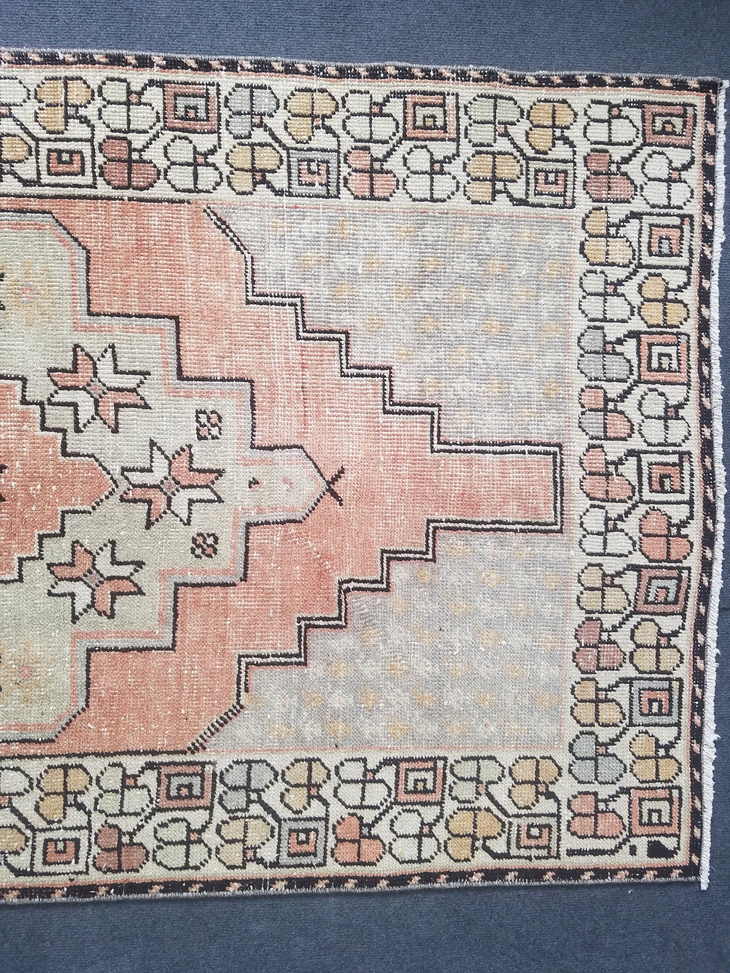 3.6 x 6.6 Pastel turkish rug, vintage area rug, oushak rug, wool rug,  handmade rug