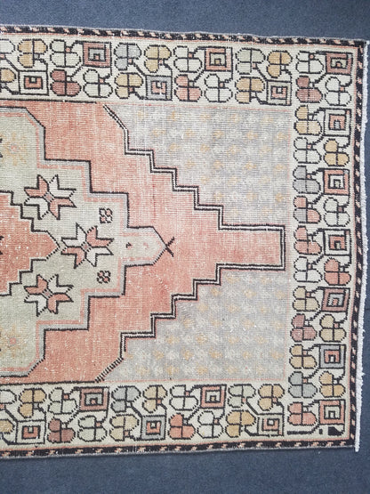 3.6 x 6.6 Pastel turkish rug, vintage area rug, oushak rug, wool rug,  handmade rug