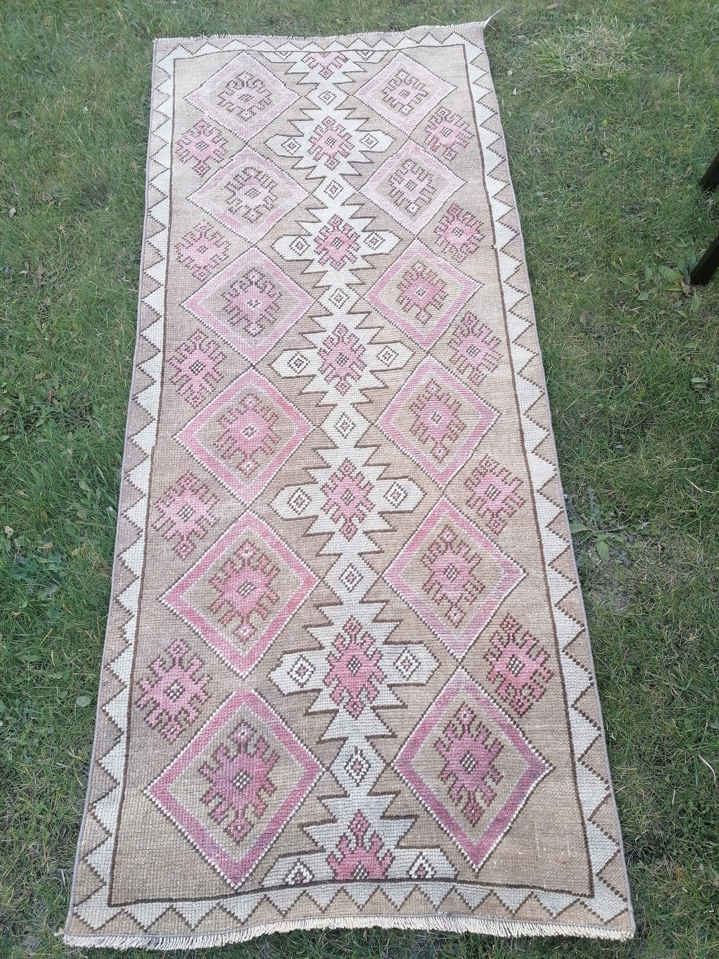 Turkish runner rug, vintage wool rug 2.9 x 6.5 vintage oushak runner rug unique hand made rug