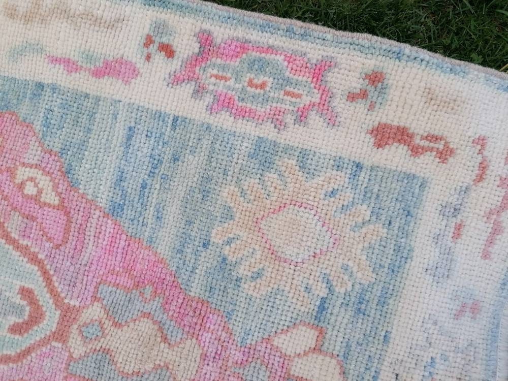 Oushak turkish wool rug 2.11 x 4.5  oushak handmade rug, living room rug, bohemian rug