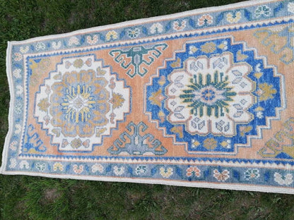 2.10 x 10.7 oushak turkish wool runner rug, oushak handmade rug, living room rug,