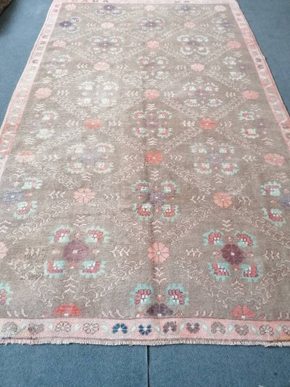 5.4 x 9 wool rug, oushak handmade rug, bohemian rug, living room rug