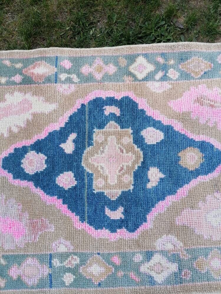 3 x 8.5 oushak turkish wool runner rug, oushak handmade rug, living room rug,