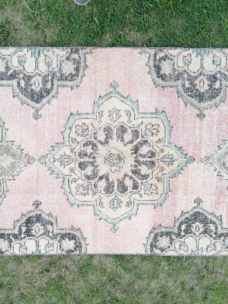 Vintage wool runner 2.10 x 12.7 hallway oushak runner, distressed turkish handmade runner, kitchen runner rug, entery rug