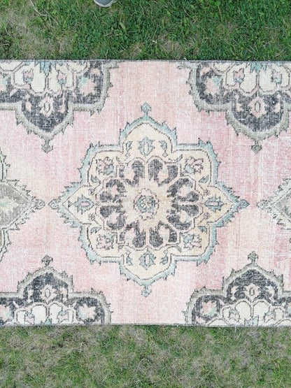 Vintage wool runner 2.10 x 12.7 hallway oushak runner, distressed turkish handmade runner, kitchen runner rug, entery rug