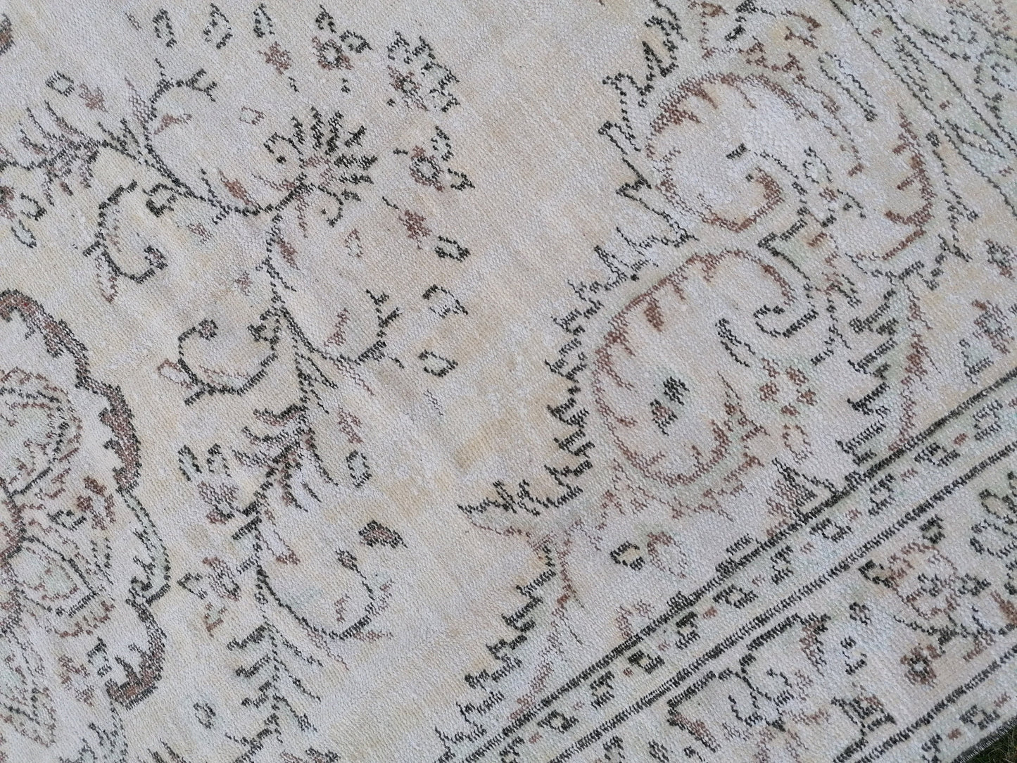 6 x 9.4 oushak rug, muted distressed vintage rug, turkish rug, neutral handmade wool rug