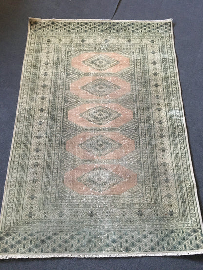 3x5 handmade vintage area rug, turkish  middle rug, persian