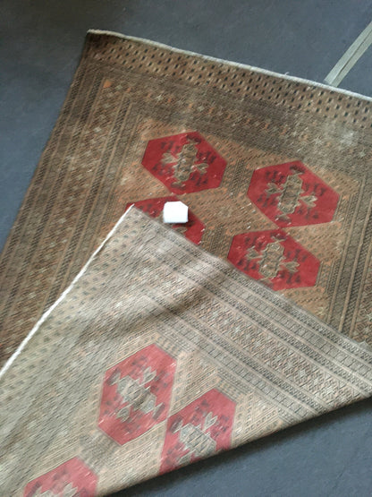 3.9 x 5.5 feet handmade persian rug, medium size brown kitchen rug
