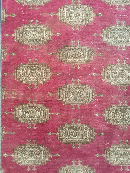 2x6 feet red handmade persian long runner, vintage wool muted runner, living room runner,