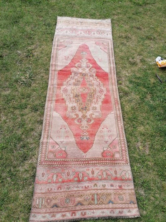 2.7 x 8.2 wool oushak runner rug hallway handmade runner, vintage runner rug turkish runner rug kitchen runner
