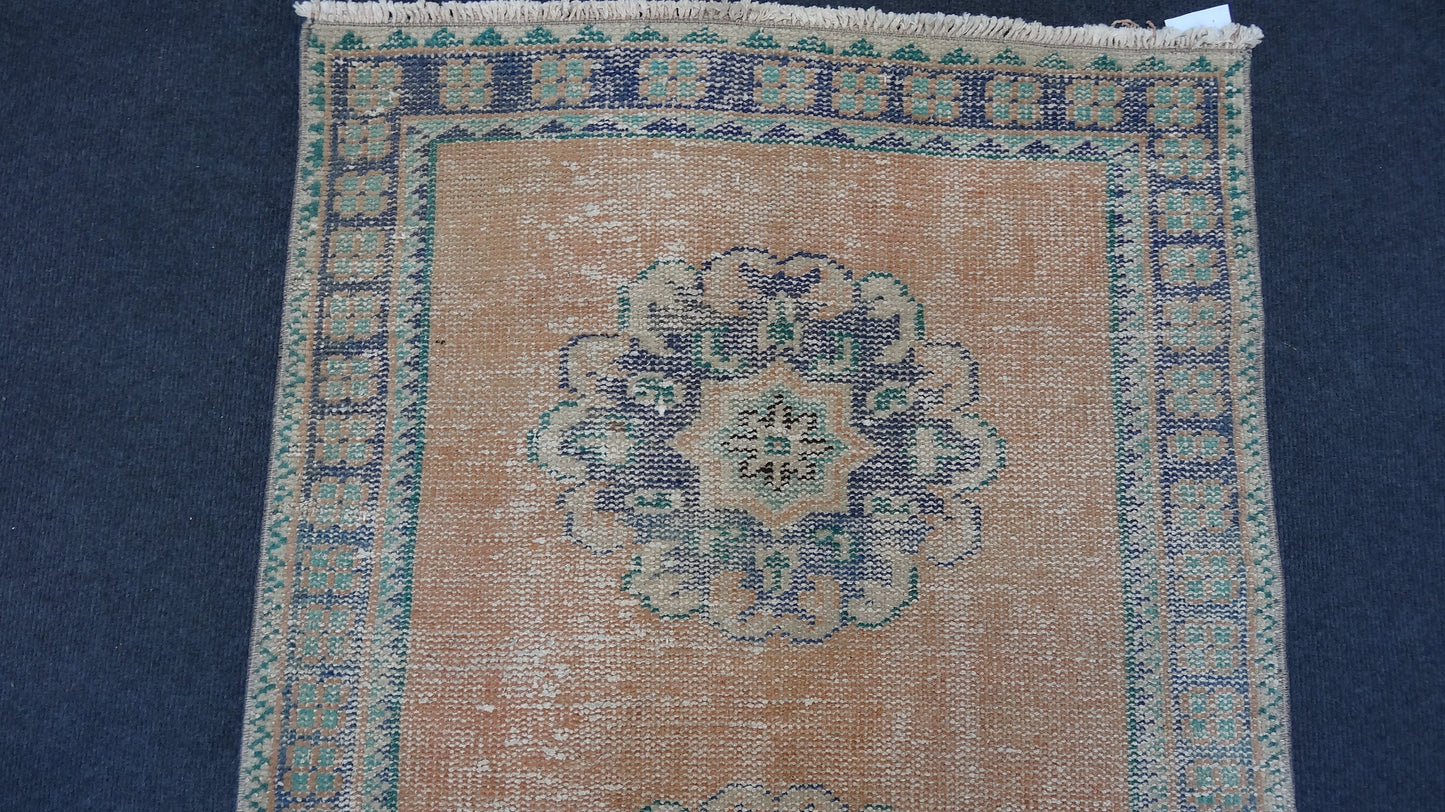 2.7 x 11.2 Turkish distressed runner rug, vintage wool runner rug  hallway oushak runner rug