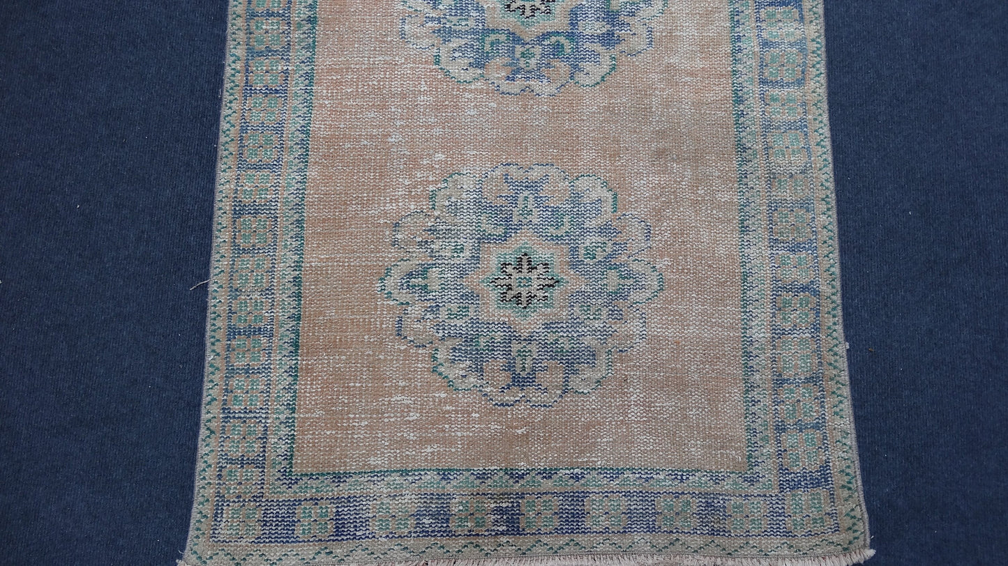 2.7 x 11.2 Turkish distressed runner rug, vintage wool runner rug  hallway oushak runner rug