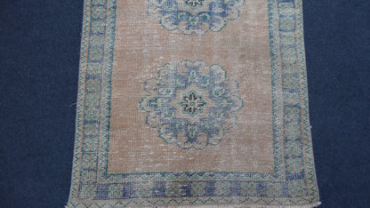 2.7 x 11.2 Turkish distressed runner rug, vintage wool runner rug  hallway oushak runner rug