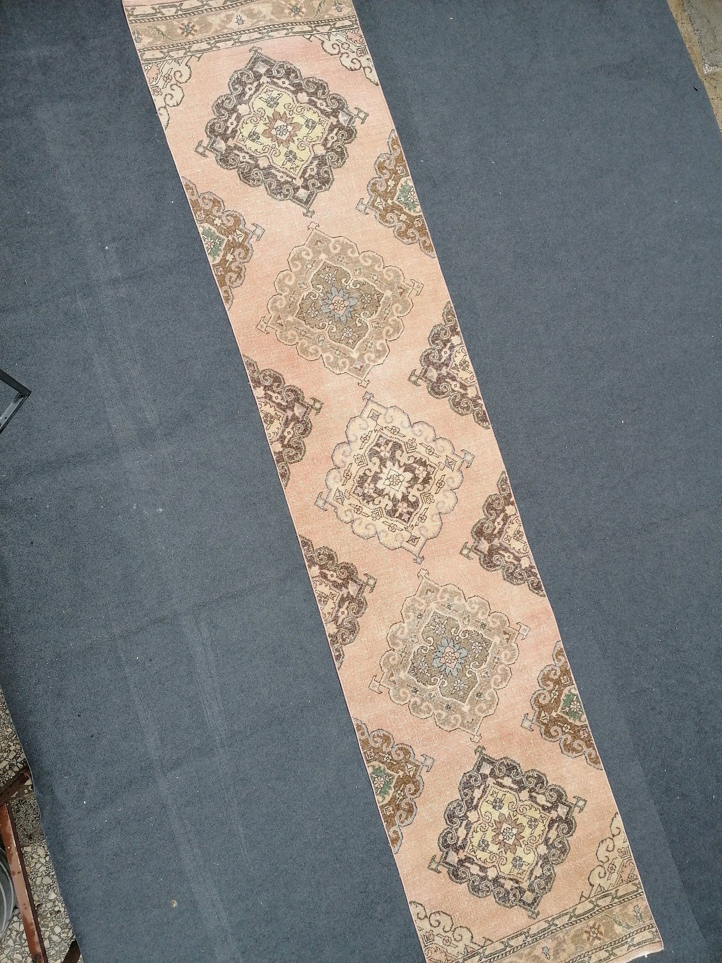 2.9 x 12.6 oushak turkish runner, vintage wool rug, hallway runner, vintage handmade runner, kitchen runner rug