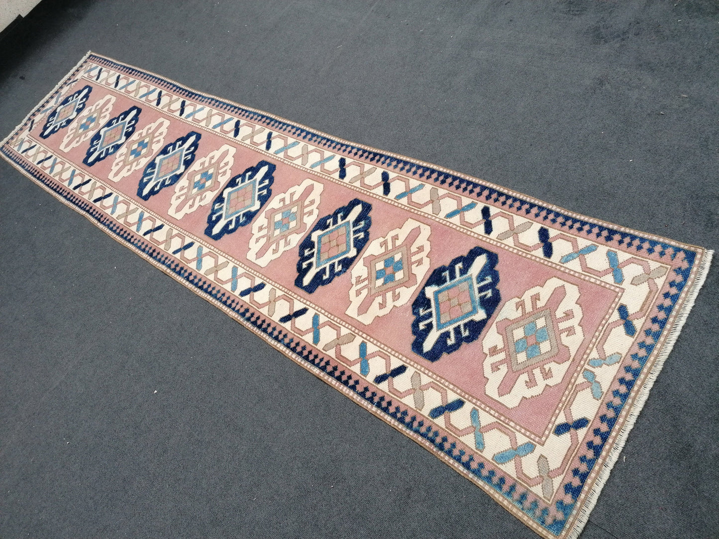 2.10 x 11.4 runner wool rug, vintage handmade runner,hallway runner rug, kitchen runner rug, oushak turkish runner rug