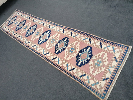 2.10 x 11.4 runner wool rug, vintage handmade runner,hallway runner rug, kitchen runner rug, oushak turkish runner rug
