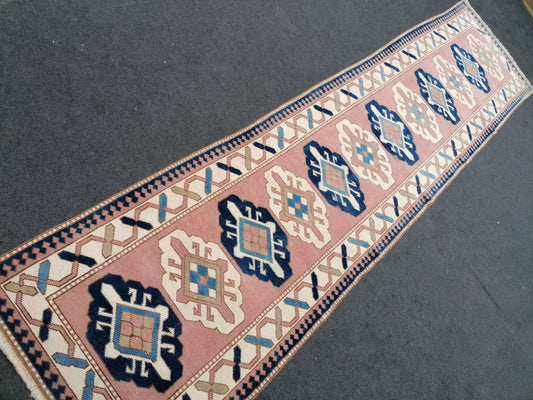 2.10 x 11.4 runner wool rug, vintage handmade runner,hallway runner rug, kitchen runner rug, oushak turkish runner rug