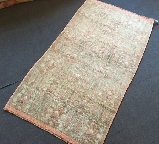 3.5 x 6 handmade vintage rug, turkish large bedroom rug, living room wool muted rug, wide kitchen area rug