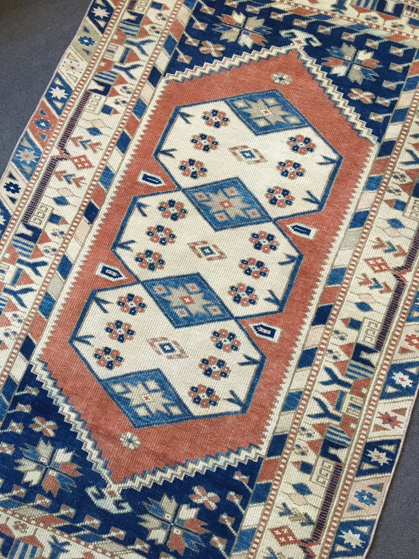 4x6 turkish blue rug bedroom rug, vintage oushak rug