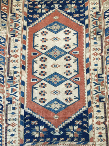 4x6 turkish blue rug bedroom rug, vintage oushak rug