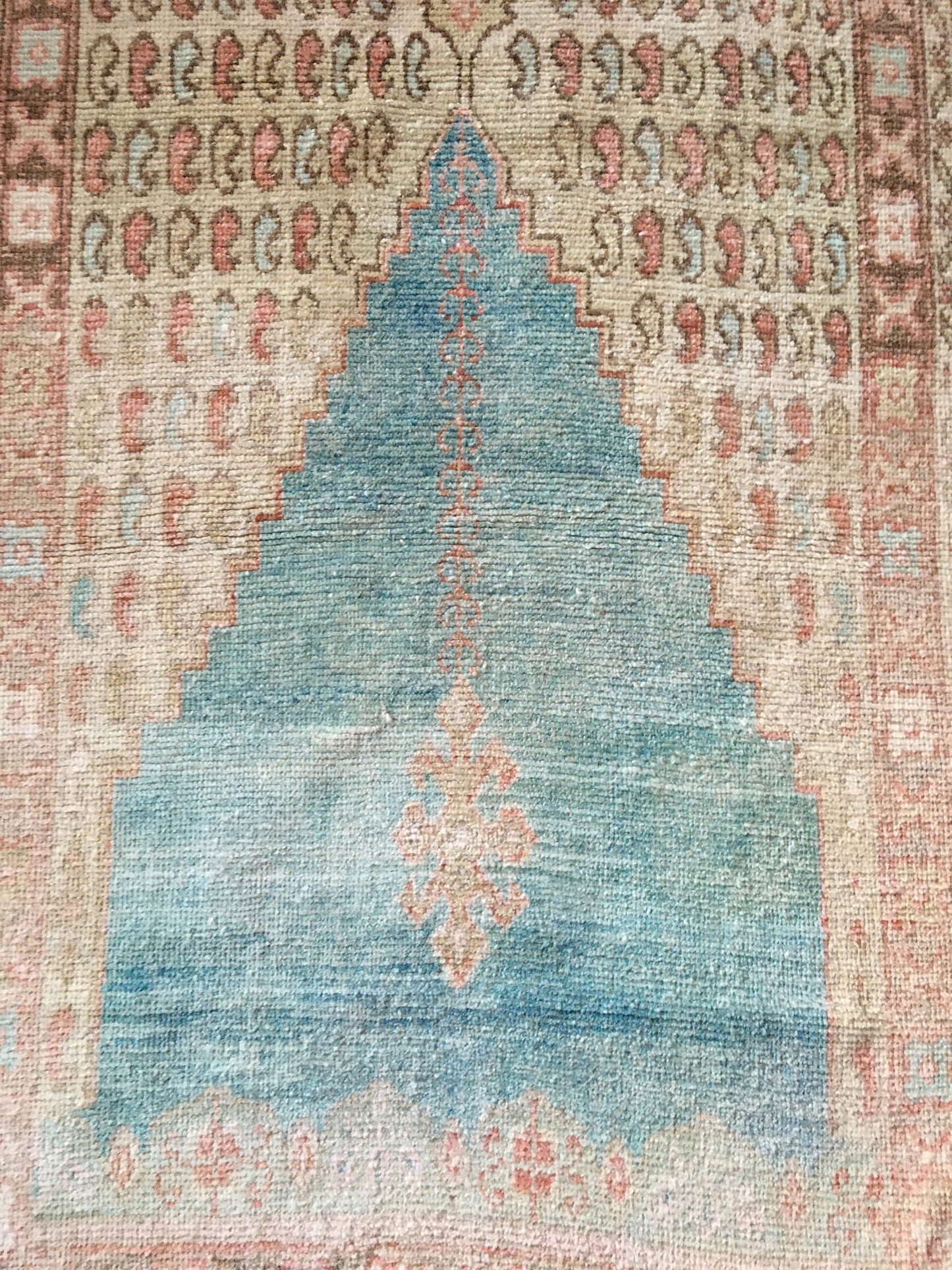 3.3 x 5.6 feet handmade antique old rug, vintage bedroom area wool rug