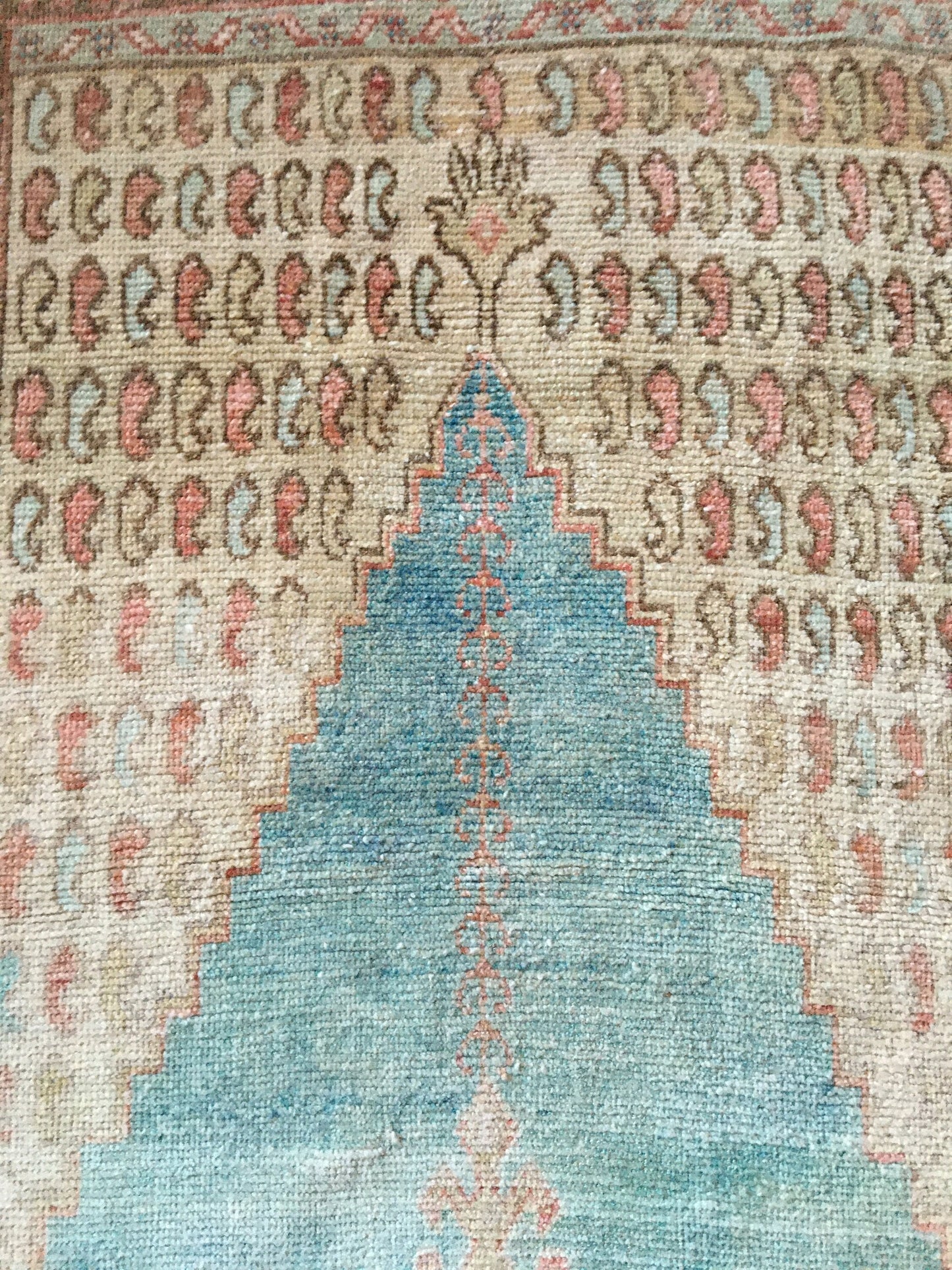 3.3 x 5.6 feet handmade antique old rug, vintage bedroom area wool rug