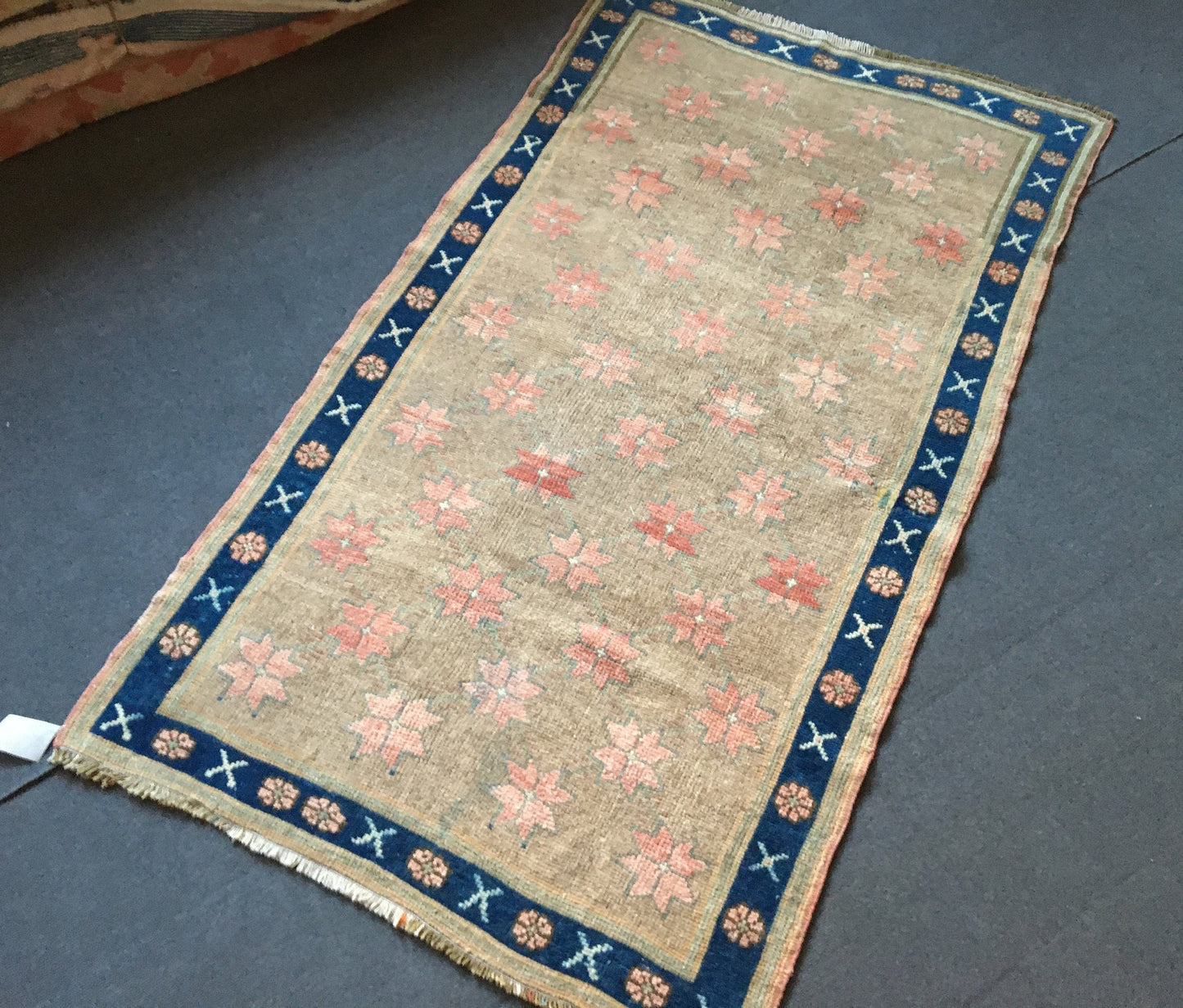 3.6 x 6 feet handmade grey wool muted rug, turkish vintage blue rug, oushak