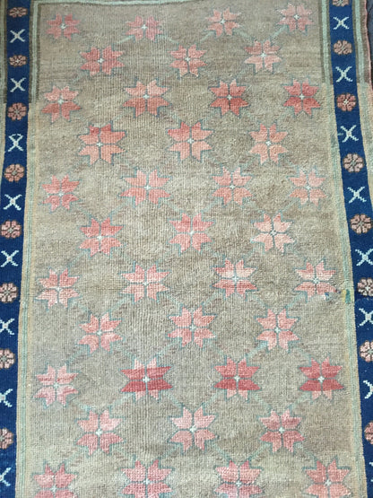 3.6 x 6 feet handmade grey wool muted rug, turkish vintage blue rug, oushak