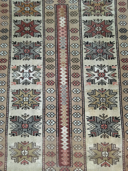 3.5 x 6 feet natural handmade wool large rug, turkish living room area rug, wide bedroom brown rug