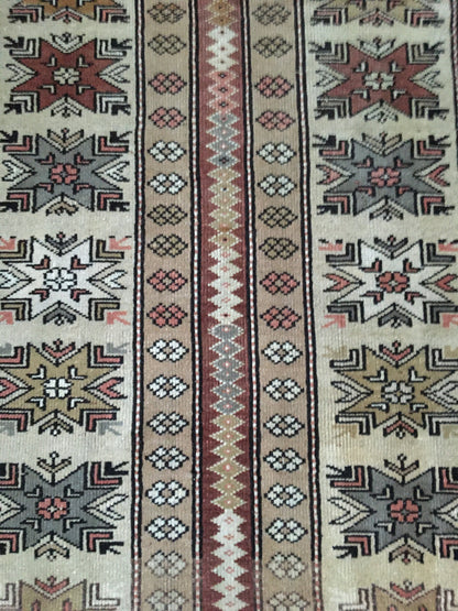 3.5 x 6 feet natural handmade wool large rug, turkish living room area rug, wide bedroom brown rug