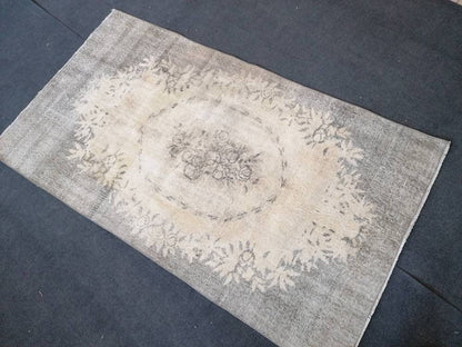 Turkish rug, oushak rug 3.8 x 6.6 vintage rustic rug, vintage oushak rug, kitchen area rug,