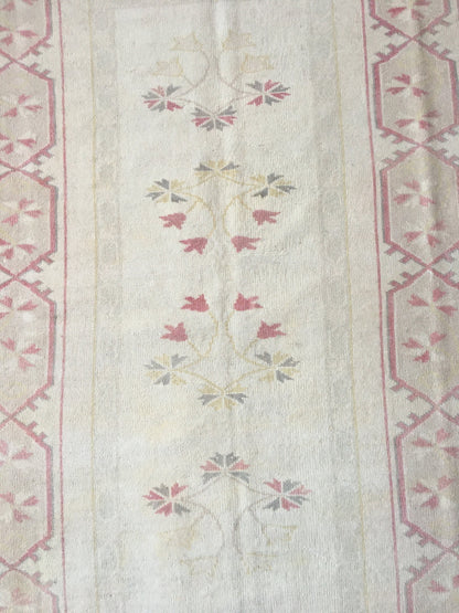 5x7 muted turkish rug, pastel bohemian rug, vintage oushak rug, wool rug, kitchen rug, living room rug,